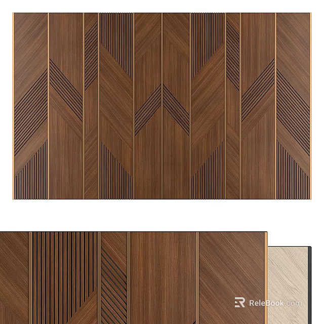 Wooden Wall Hanging Decor with Herringbone and Stripe Patterns for Home Decoration 3d model 