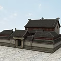 Traditional Chinese Ancient Architecture With Classic Roof Eaves And Stone Ground
