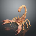 Detailed 3D Rendered Scorpion Model With Brown Exoskeleton And Dark Background Reflection