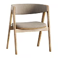 Modern Leisure Chair With Wooden Frame And Beige Fabric Seat Design