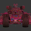 Pink Armored Vehicle With Intricate Mechanical Structures And Large Wheels