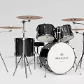 Professional Black Drum Set With Multiple Drums Cymbals And Metal Stands 3d model