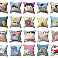 Colorful Cartoon Character Pillows Featuring Various Popular Anime Designs for Home Decor
