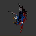 Mechanical Eagle With Spread Blue Red Wings And White Accents On Sleek Surface 3d model