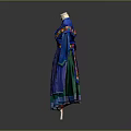 Blue Traditional Dress With Colorful Embroidery Long Sleeves And Layered Skirt