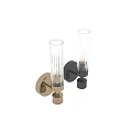 Modern Brass Wall Lamp With Cylindrical Transparent Glass Shade And Sleek Design