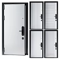 Modern Interior Doors Featuring White Panels Black Frames And Various Textured Patterns 3d model