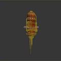 Red Multi layered Industrial Mechanical Structure with Vertical Column and Blue Metallic Details