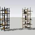 Modern Open Storage Shelving Units With Light Wood And Dark Black Frame Designs