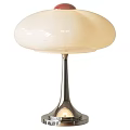 Modern Cream Dome Shaped Table Lamp With Sleek Chrome Metal Base