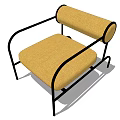 Yellow Fabric Upholstered Single Sofa With Black Metal Frame Modern Design