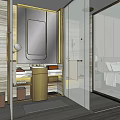 Modern Hotel Room Interior With King Bed Sofa Area Fireplace And TV