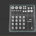 Professional Audio Mixer Control Panel With Colorful Knobs And Blue