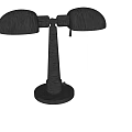 Unique Shaped Modern Table Lamp with Two Black Metal Arc Shades Design