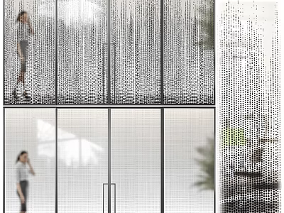 Double Doors Modern Interior Design With Clear Glass Panels And Sleek Metal Frames 3d model