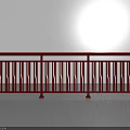 Red Metal Railing With Vertical Decorative Bars And Modern Design Structure 3d model