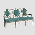Ornate Dining Chair With Teal Upholstery Circular Backrest And Metal Frame
