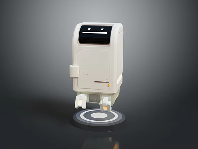 Modern White Electronic Device With Display Screen And Circular Base Design 3d model