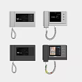 Modern Indoor Doorbell With Coiled Cord Display Screen And Black White Design