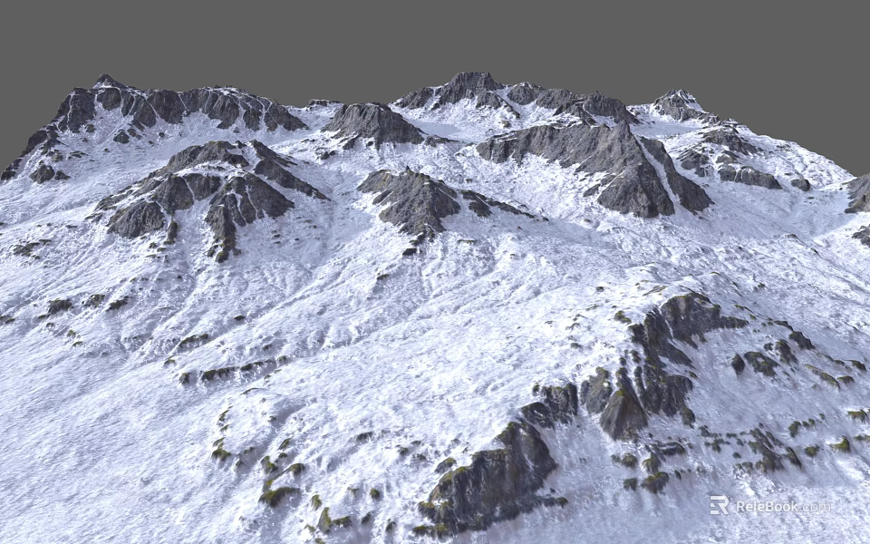Scenic Snow Covered Mountain Landscape With Rocky Peaks And Natural Beauty 3d model 