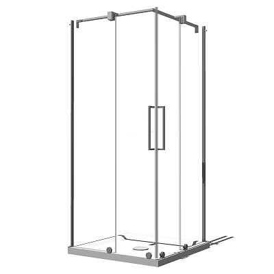 Modern Shower Sauna Interior With Glass Door Metal Handle And Ceramic Tiles 3d model