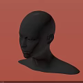 Black Mannequin Head in Minimalist Studio Shot with Red Background 3d model