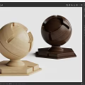 Wooden Wall Paneling With Spherical Design And Light Dark Wood Decorative Bases