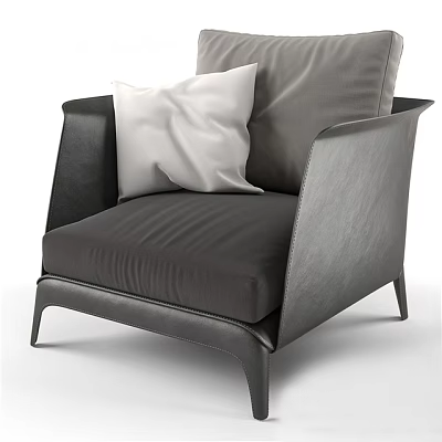 Modern Single Sofa With Leather Upholstery And Sleek Lines Featuring Comfortable White Cushion 3d model