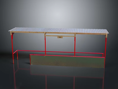 Sturdy Industrial Equipment Stand With Red Metal Frame And Platform Surface Top 3d model