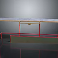 Sturdy Industrial Equipment Stand With Red Metal Frame And Platform Surface Top