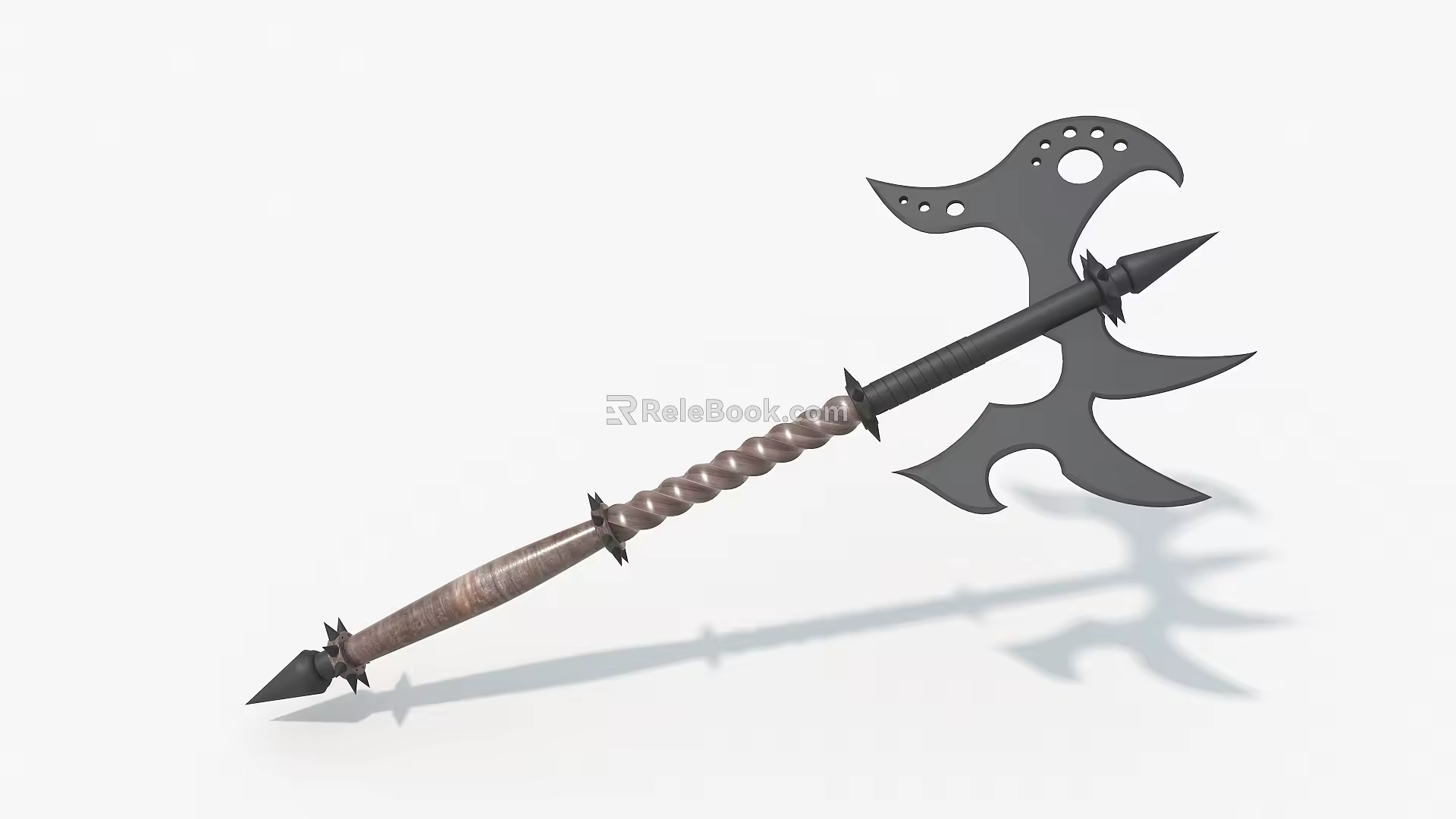 Double-Edged Axe Long Handle Axe Weapon Game Props 3d model
