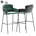 Green And Light Green Bar Stools With Upholstered Seats Curved Backs Black Metal Legs