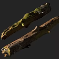 Natural Stone Wood Logs With Green Moss And Textured Surface