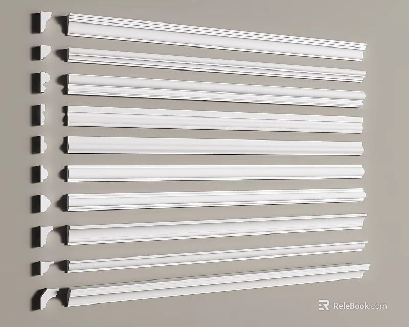 Stylish Gypsum Moldings for Interior Decoration with Various Profiles and Designs 3d model 
