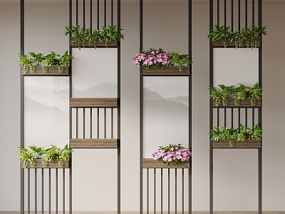 Flower stand glass screen partition 3d model