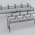Stainless Steel Wash Basins With Multiple Compartments And Sturdy Stands For Practical Use 3d model