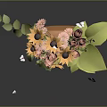 Orange Backpack Adorned With Sunflowers Pink Flowers And Green Leaves Surrounded By Flying Butterflies