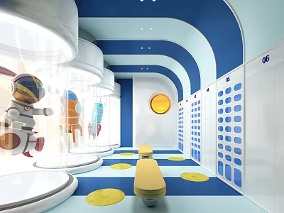 Modern Open Kitchen Mall Shop Interior Design With Island Counter And Appliances 3d model
