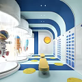 Modern Open Kitchen Mall Shop Interior Design With Island Counter And Appliances