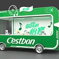 Cestbon Green Mobile Food Truck With Music Elements Transparent Windows And Drinks