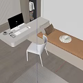 Modern Interior Window Seat With Desk Computer Chair Bookshelf And White Blinds