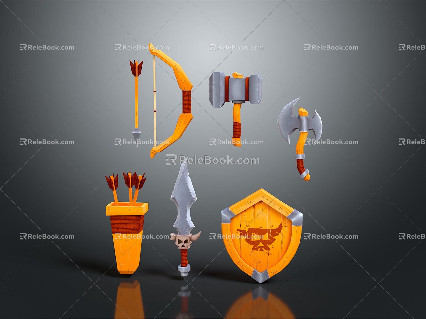 Cold weapons Sword Sword Sword Sword Axe Hook Fork Spear Trident Melee Weapon Military 3d model