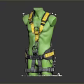 Yellow Safety Harness For Daily Use Displayed On Green Mannequin With White Fragments