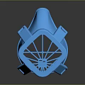 Blue Square Weapon With Grid Structure Handle And Cone Base Design Feature