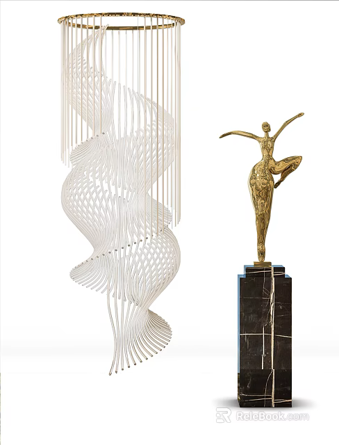 Elegant Modern Spiral Chandelier With Sleek White Structure And Artistic Design 3d model 
