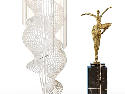 Elegant Modern Spiral Chandelier With Sleek White Structure And Artistic Design 3d model