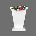 White Podium With Colorful Flower Arrangement And Simple Design