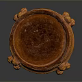 Decorative Orange And Pink Candle Holder With Carved Details And Ornate Base