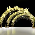 City Themed Event Entrance Arch With Golden Star Decorations And Hanging Ornaments