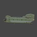 Green Military Helicopter Flying With Rotors Landing Gear And Windows In Blue Sky